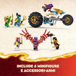 LEGO NINJAGO Cingolato del Team Ninja, Veicolo Giocattolo 4 in 1 con 2 Moto, Aliante e Macchina Fuoristrada da Costruire, da 9 A