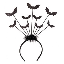 Carnival Toys - Cerchietto Nero con Pipistrelli e Marabout, 03783