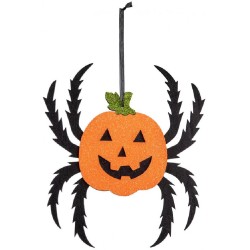 Carnival Toys - Decorazione Zucca Ragno in Feltro d appendere h. cm. 35 ca., 09897