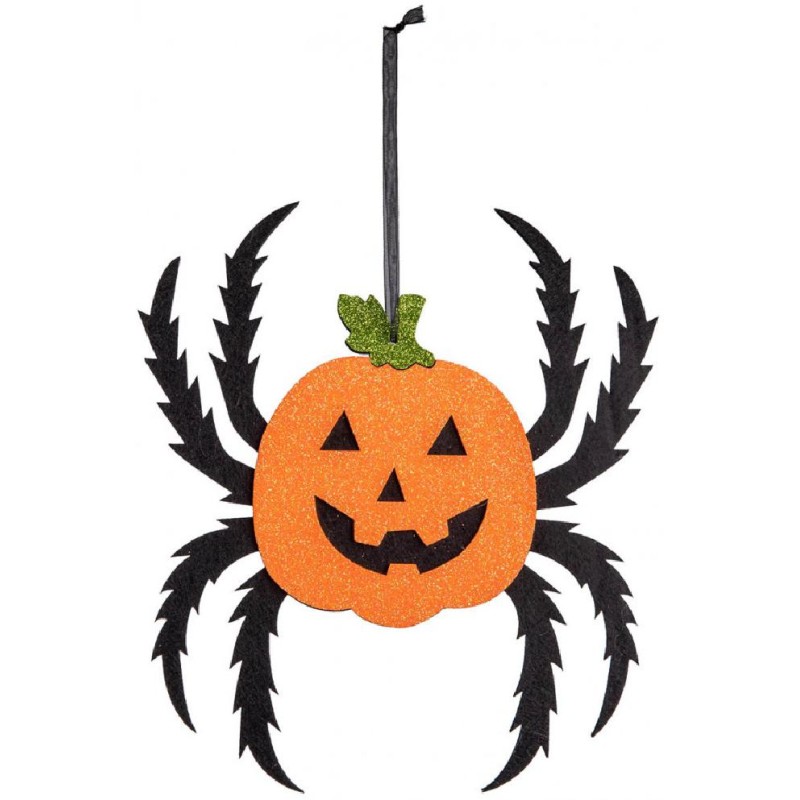 Carnival Toys - Decorazione Zucca Ragno in Feltro d appendere h. cm. 35 ca., 09897