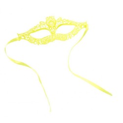 Carnival Toys - Maschera Giallo Fluo in Tessuto Macramè, 01757