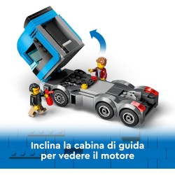 LEGO City Camion Trasportatore con Auto Sportive, Giochi Creativi da 7 Anni, Autocarro con Rimorchio e 3 Modelli di Macchine, Ve