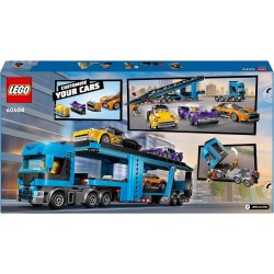 LEGO City Camion Trasportatore con Auto Sportive, Giochi Creativi da 7 Anni, Autocarro con Rimorchio e 3 Modelli di Macchine, Ve