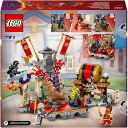 LEGO NINJAGO Torneo: Arena di Battaglia, Giochi d Avventura da 7 Anni con 6 Minifigure di Eroi Giocattolo Ninja e Tempio con Fun