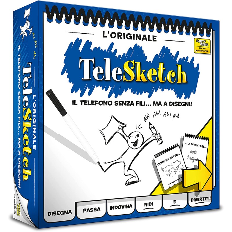 Asmodee - Telesketch, Divertente Gioco da Tavolo, Party Game per Tutta la Famiglia, 4-8 Giocatori, 12+ Anni, Edizione in Italian