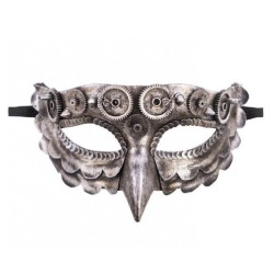 Carnival Toys - Maschera Steampunk Gufo, Argento con Becco in Plastica Rigida, Taglia Unica, 01762