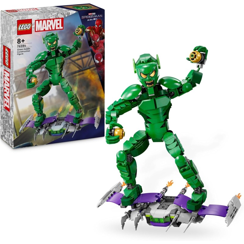 LEGO Marvel Personaggio Costruibile di Goblin, da 8 Anni in su, Action Figure del Nemico di Sider-Man con Arti Snodabili, Aliant