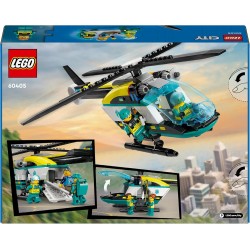 LEGO City Elicottero di Soccorso di Emergenza, Playset con Veicolo Giocattolo da Costruire con Rotori, Stiva, Verricello Funzion