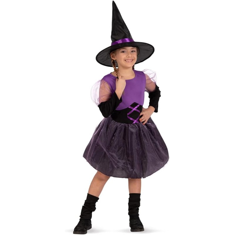 Carnival Toys - Costume Streghetta Viola, Taglia VII (10/11 anni), 68887