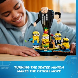 LEGO Cattivissimo Me Gru e Minions in Mattoncini, Set dal Film della Illumination, Personaggi da Costruire che Danzano, da 9 Ann