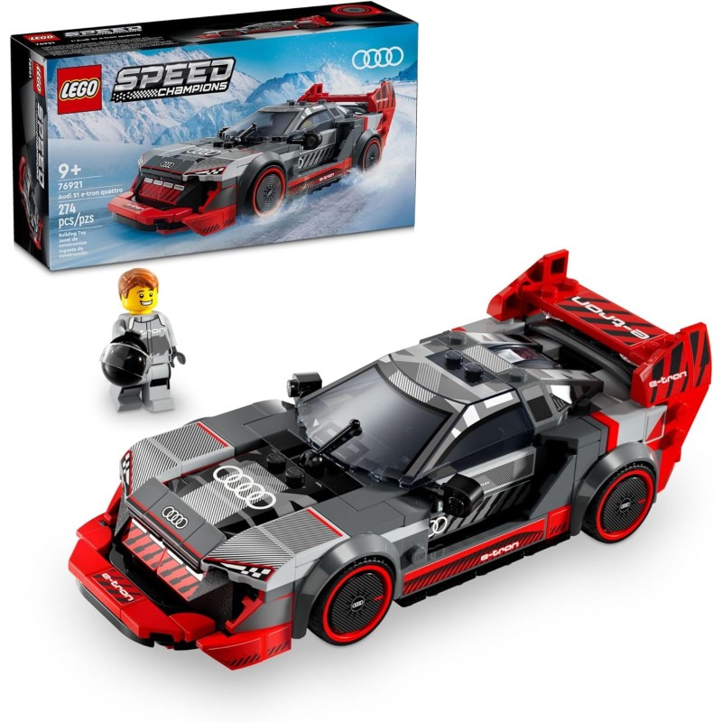 LEGO Speed Champions Audi S1 e-tron quattro, auto giocattolo da corsa, modello Audi costruibile per bambini, auto giocattolo ros