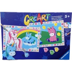 Ravensburger - CreArt Serie Junior, Mostriciattoli, Kit dipingere con i Numeri, contiene 2 tavole prestampate, Pennello, Colori