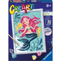 Ravensburger - CreArt Serie D: Sirenetta, Kit per Dipingere con i Numeri, Contiene una Tavola Prestampata, Pennello, Colori e Ac