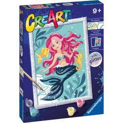 Ravensburger - CreArt Serie D: Sirenetta, Kit per Dipingere con i Numeri, Contiene una Tavola Prestampata, Pennello, Colori e Ac