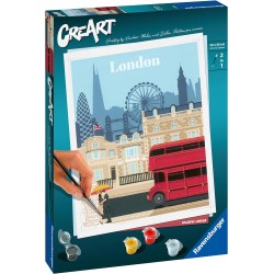 Ravensburger - CreArt City: Londra, Kit per Dipingere con i Numeri, Contiene Tavola Prestampata 24x30 cm, Pennello, Colori e Acc