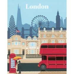 Ravensburger - CreArt City: Londra, Kit per Dipingere con i Numeri, Contiene Tavola Prestampata 24x30 cm, Pennello, Colori e Acc