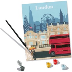 Ravensburger - CreArt City: Londra, Kit per Dipingere con i Numeri, Contiene Tavola Prestampata 24x30 cm, Pennello, Colori e Acc