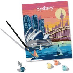 Ravensburger - CreArt City: Sydney, Kit per Dipingere con i Numeri, Contiene Tavola Prestampata 24x30 cm, Pennello, Colori e Acc