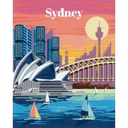 Ravensburger - CreArt City: Sydney, Kit per Dipingere con i Numeri, Contiene Tavola Prestampata 24x30 cm, Pennello, Colori e Acc