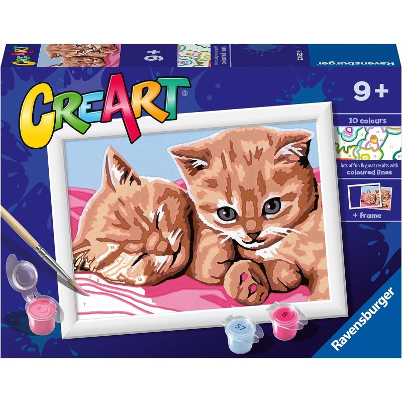 Ravensburger - CreArt Serie E: Gattini rossi, Kit per Dipingere con i Numeri, Contiene una Tavola Prestampata, Pennello, Colori 