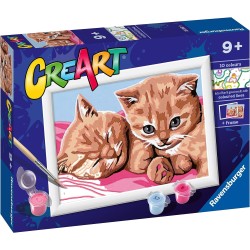 Ravensburger - CreArt Serie E: Gattini rossi, Kit per Dipingere con i Numeri, Contiene una Tavola Prestampata, Pennello, Colori 