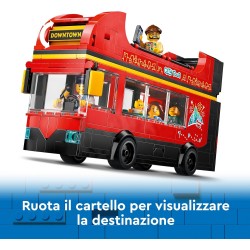 LEGO City Autobus Turistico Rosso a Due Piani, da 7 Anni in su con Veicolo Giocattolo in Stile Londinese da Costruire e 5 Minifi