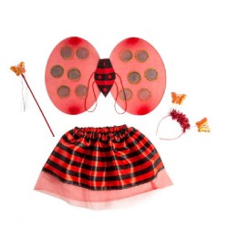 Carnival Toys - Set Coccinella Bimba (Ali h. cm. 34 x 52 circa, Gonna, Cerchietto e Bacchetta), 06439