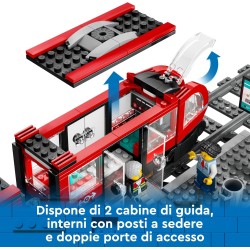 LEGO City Tram e Fermata del Tram, Treno Giocattolo da Costruire con Stazione e Vagoni Ferroviari, Giochi di Ruolo da 7 Anni in 