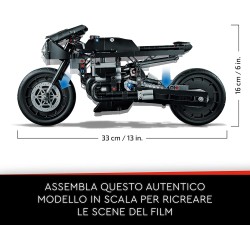 LEGO 42155 Technic THE BATMAN – BATCYCLE, Moto Giocattolo da Collezione, Modellino in Scala dell Iconica Motocicletta del Supere