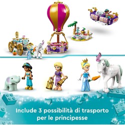 LEGO 43216 Disney Princess Il Viaggio Incantato della Principessa con Mini Bamboline Cenerentola, Jasmine e Rapunzel, Cavallo e 