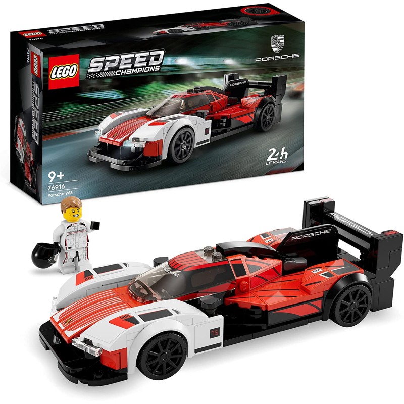 LEGO 76916 Speed Champions Porsche 963, Modellino Auto da Costruire, Macchina Giocattolo per Bambini, Set da Collezione 2023 con