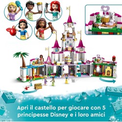 LEGO 43205 - Disney Princess Il Grande Castello delle Avventure con Mini Bamboline delle Principesse Ariel, Rapunzel e Biancanev