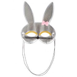 Carnival Toys - Maschera Coniglietta Argento Bimba in Tessuto Metallizzato, 01787