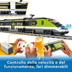 LEGO 60337 - City Treno Passeggeri Espresso, Locomotiva Telecomandata con Luci Dimmerabili e Binari - LG60337