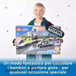 LEGO 60337 - City Treno Passeggeri Espresso, Locomotiva Telecomandata con Luci Dimmerabili e Binari - LG60337