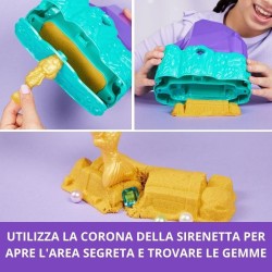 Spin Master - Kinetic Sand, Playset Il Cristallo della Sirenetta, Sabbia Colorata Cinetica 481 g, Accessori per Scavare e Scopri