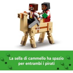 LEGO - Minecraft Il Viaggio del Galeone dei Pirati, Barca Giocattolo da Costruire con 2 Personaggi e 2 Animali, da 8 Anni, Regal