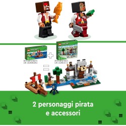 LEGO - Minecraft Il Viaggio del Galeone dei Pirati, Barca Giocattolo da Costruire con 2 Personaggi e 2 Animali, da 8 Anni, Regal