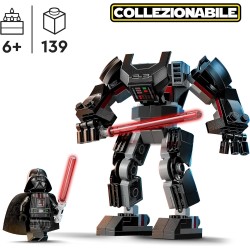 LEGO Star Wars Mech di Darth Vader, Action Figure Snodabile da Costruire con Abitacolo per Minifigure e Grande Spada Laser Rossa