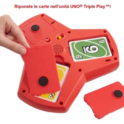 Mattel Games - UNO Triple Play Gioco di Carte con Porta-Carte, Luci Led e Suoni