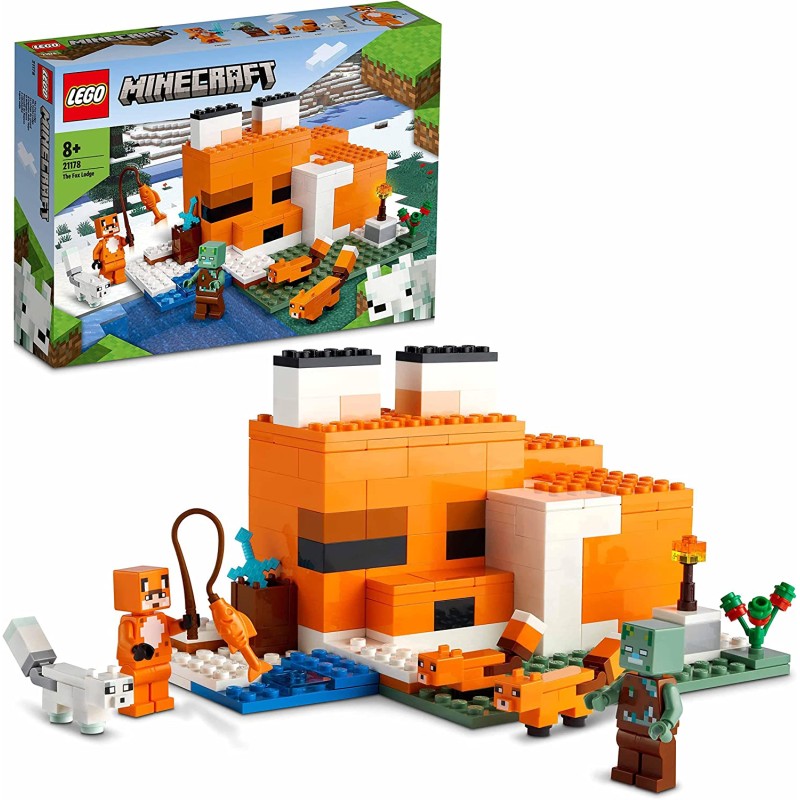 LEGO 21178 - Minecraft Il Capanno della Volpe, Mattoncini da Costruzione, Set con Zombie e Animali - LG21178