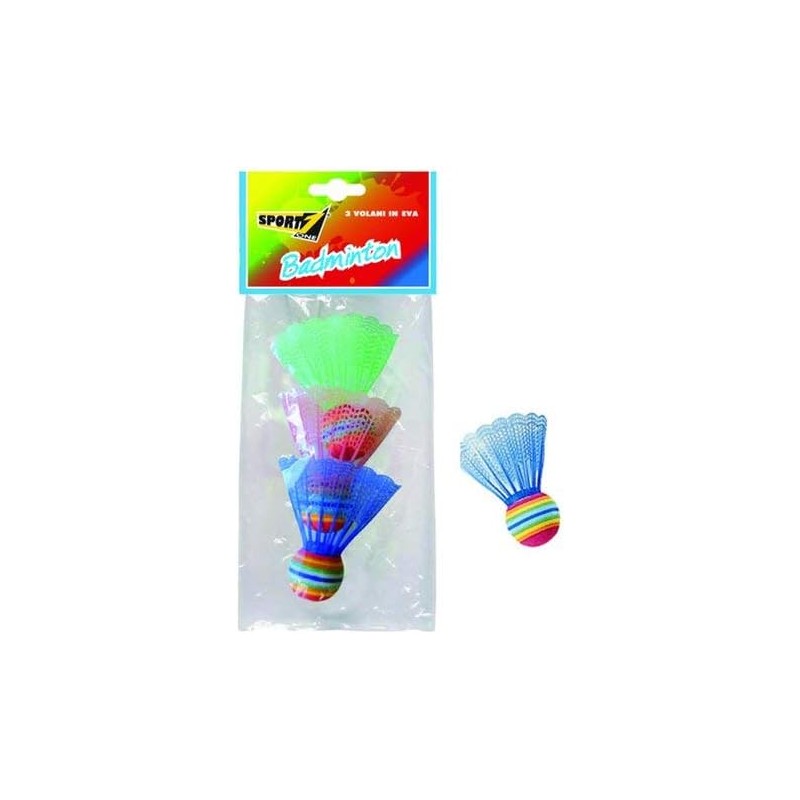 Busta 3 VOLANI in PLASTICA con Testa in Eva, Colori Assortiti BADMITON