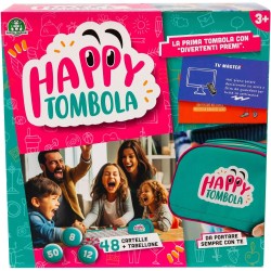 Giochi Preziosi - Happy Tombola, Tombola Classica Rinnovata con Tabellone, Cartelle, Numeri, Timbri Cancellabili e Carnet Premi 