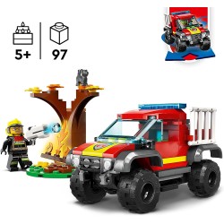 LEGO 60393 City Fire Soccorso sul Fuoristrada dei Pompieri, Camion Giocattolo dei Vigili del Fuoco 4x4 Lancia-Elementi d Acqua -