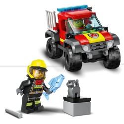 LEGO 60393 City Fire Soccorso sul Fuoristrada dei Pompieri, Camion Giocattolo dei Vigili del Fuoco 4x4 Lancia-Elementi d Acqua -