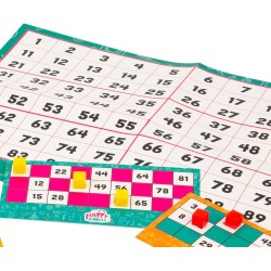 Giochi Preziosi - Happy Tombola, Tombola Classica Rinnovata con Tabellone, Cartelle, Numeri, Timbri Cancellabili e Carnet Premi 