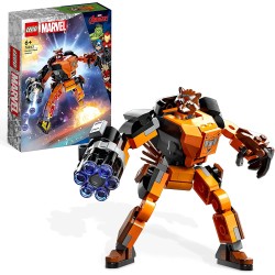 LEGO 76243 Marvel Armatura Mech Rocket Raccoon, Set Action Figure del Supereroe Guardiani della Galassia, Personaggio Avengers -