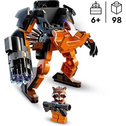 LEGO 76243 Marvel Armatura Mech Rocket Raccoon, Set Action Figure del Supereroe Guardiani della Galassia, Personaggio Avengers -