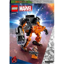 LEGO 76243 Marvel Armatura Mech Rocket Raccoon, Set Action Figure del Supereroe Guardiani della Galassia, Personaggio Avengers -