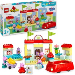 LEGO - DUPLO 10434 Il Supermercato di Peppa Pig con 4 Personaggi, Set con Macchina Giocattolo e Negozio da Costruire in Mattonci